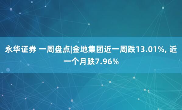 永华证券 一周盘点|金地集团近一周跌13.01%, 近一个月跌7.96%